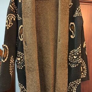 Elegant Black and Brown Women's Cardigan